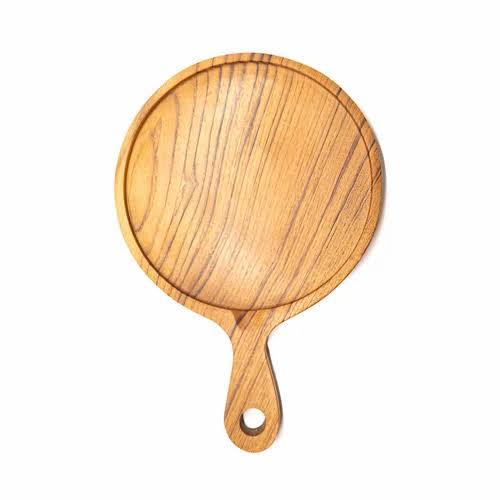 10" Serving Round Wooden Tray with Handle " Pure Wooden "