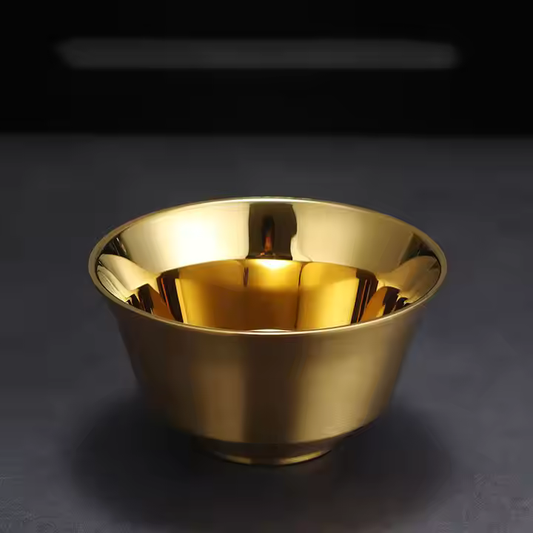 Golden Stainless Steel Noodle Bowl - Elegant & Durable Tableware
