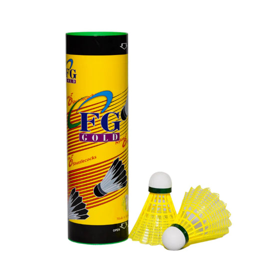 FG Gold Plastic Badminton Nylon Shuttlecock (Pack of 6, Yellow)