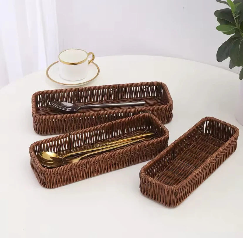 Plastic Imitation Rattan Storage Basket