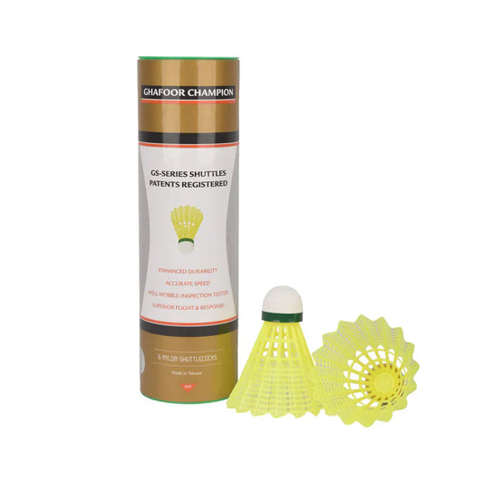 Ghafoor Champion Plastic Yellow Badminton Nylon Shuttle (Pack of 6)