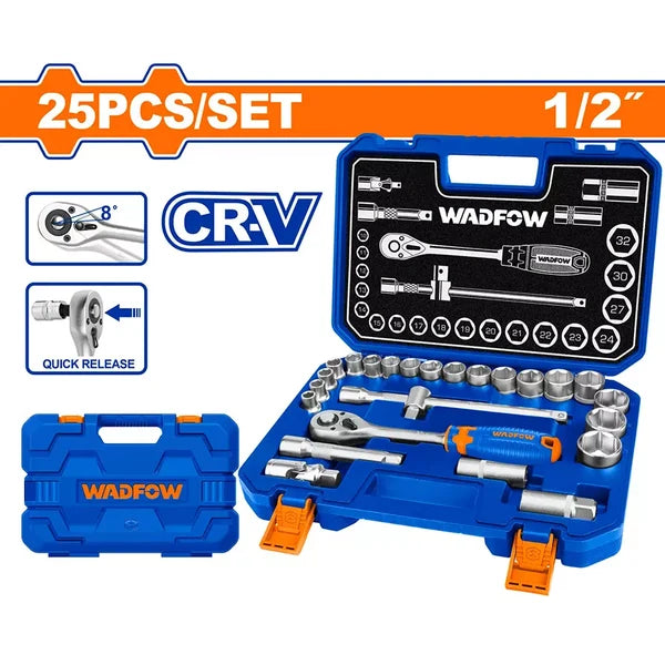 Wadfow 25-Piece 1/2" Socket Set
