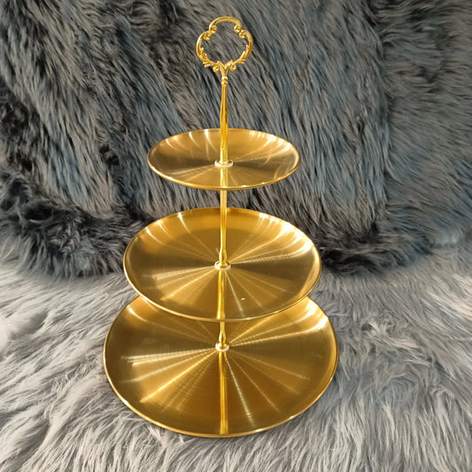 3 Tier Golden Pastry Tray Elegant Stand for Desserts & Events