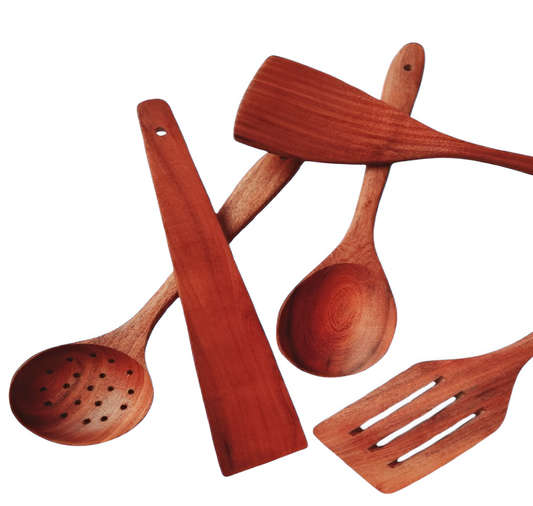 Premium Wooden Spoon Set 5-Piece Natural Kitchen Tools