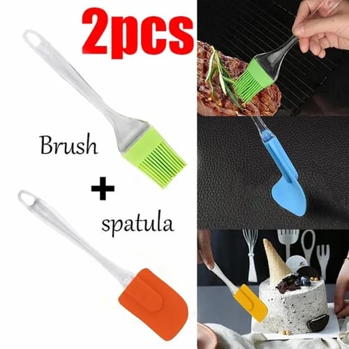 Silicone Spatula + Brush Set – 2 Pcs | Premium Food-Grade Silicone