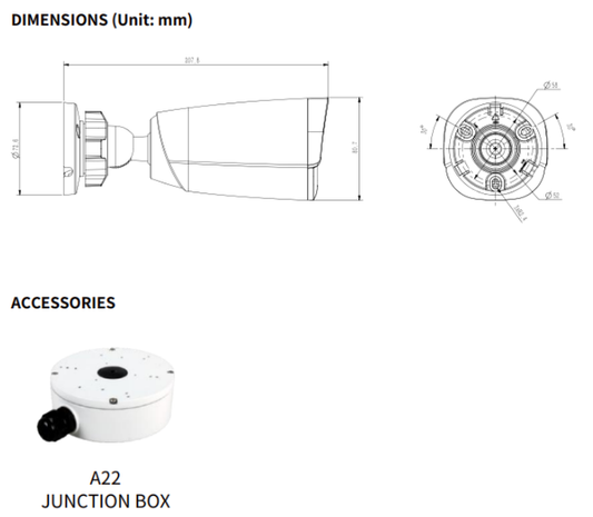 Tiandy TC-C34GS 4MP Starlight IR Bullet Camera (4mm) Lite Series