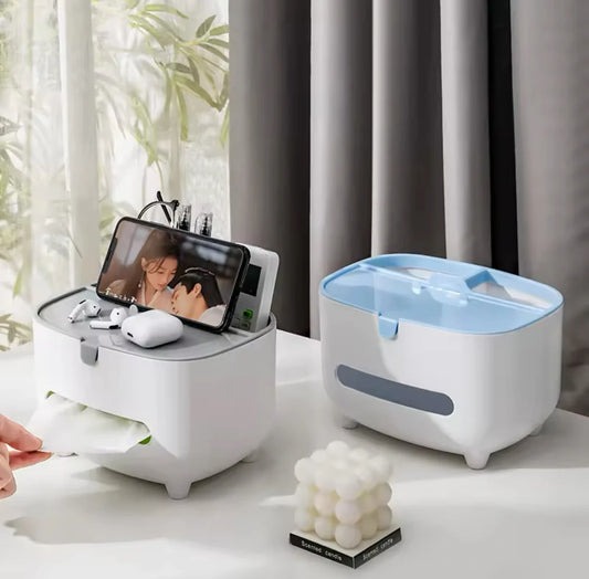 Multifunctional Napkin Storage Box Tissue Holder and Remote Organizer for Home Living Room