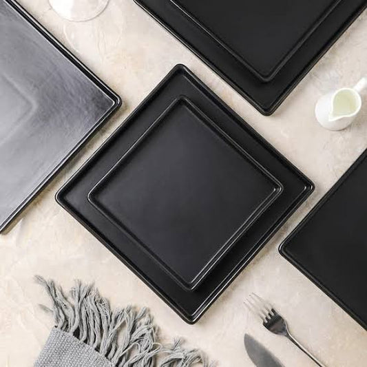9.5" x 9.5" Square Melamine Plate – Black