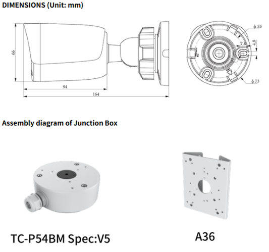 Tiandy TC-C32QN Spark Bullet 2MP Fixed 4mm Camera