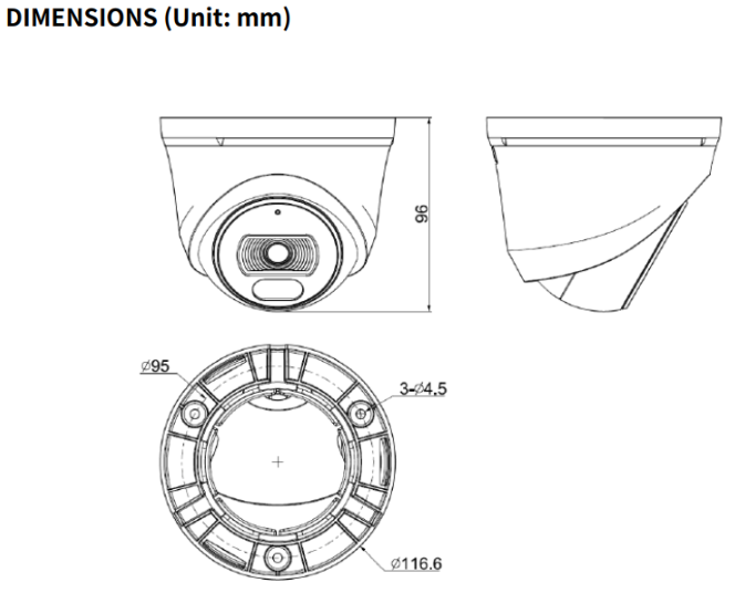 TC-C34XN Spec:I3W/E/Y/2.8mm/V4.2 Tiandy Spark Turret 4MP Fixed 2.8mm