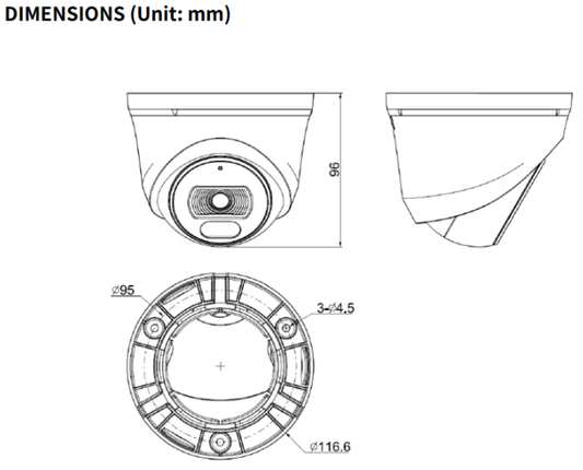 Tiandy 4MP Fixed Turret Camera - TC-C34XN