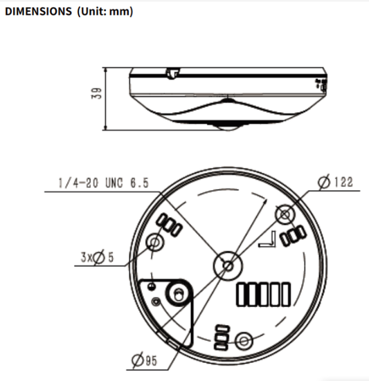Tiandy Pro Series Full Fish Eye 5MP Fixed 1.4mm Camera - TC-C35VN