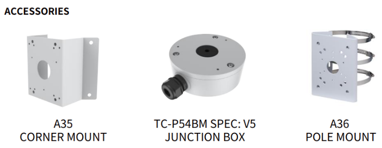 TC-C35US I8/A/E/Y/M/C/H/2.7-13.5mm/V4. 0 Tiandy Lite Lite Star-Full Bullet 5MP Motorized 2. 7-13.5mm IP67 Support Tripwire,perimeter+Human/Vehicle Classification