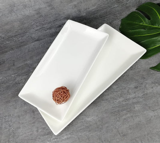 Rectangular White Melamine Platter – 12" x 7.5"