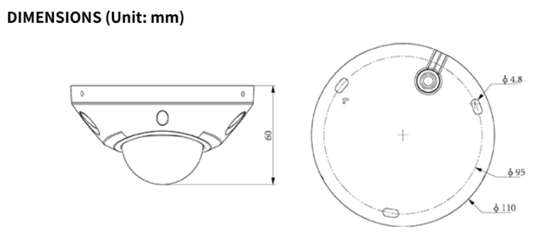 TC-C35PS Spec:I3/E/Y/M/H/2.8mm/V4.2 Tiandy Pro SMD Turret 5MP Fixed 2.8mm IP67 Support Tripwire,perimeter+Human Vehicle Classification, Full Metal