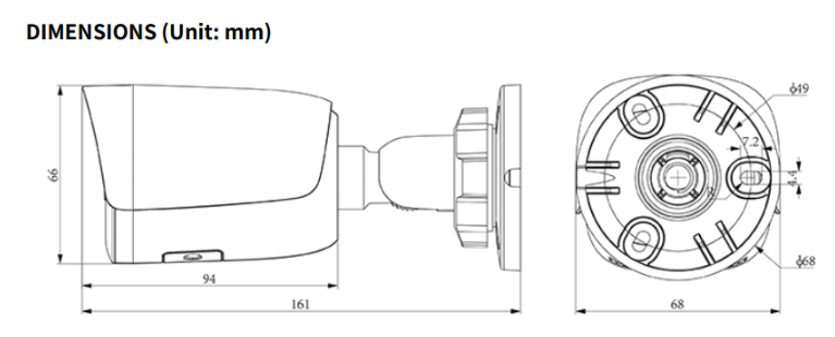 TC-C35WS Spec: I5/E/Y/M/H/4mm/V4 5MP Starlight IR Bullet Camera Full Metal Housing POE, IP67