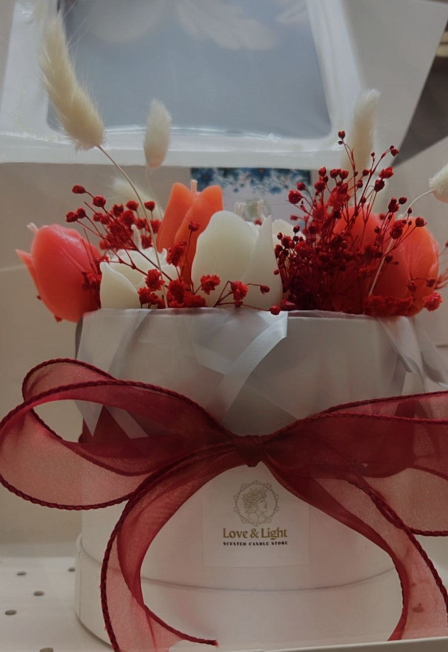 Valentine Rose Bouquet – Romantic Candle Arrangement