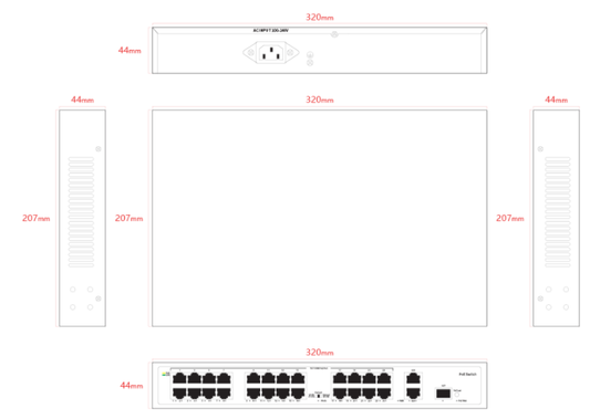 Tiandy 24-Port PoE Switch with 2 Gigabit Ethernet Uplinks + 1 Gigabit SFP Port - TC-P3S027