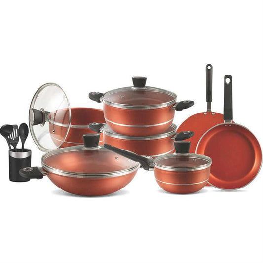 18 Pieces Marble Coated Gift Pack Daisy Cookware Set (Copper Finish)