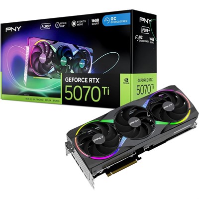 PNY GeForce RTX 5070 Ti 16GB ARGB Overclocked Triple Fan Plus DLSS 4 Graphics Card