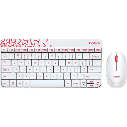 Logitech MK240 NANO Wireless Keyboard and Mouse Combo White/Vivid Red