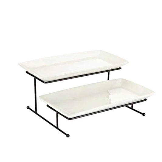 2 Tier Rectangular Serving Tray Stylish & Functional Two-Level Serving Solution
