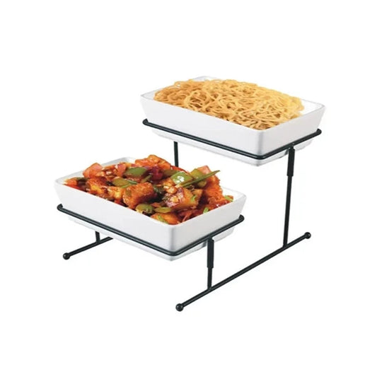 2 Tier Deep Rectangular Bowl Spacious & Stylish Serving Solution