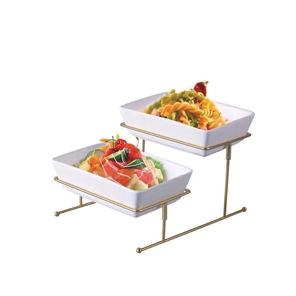 2 Tier Deep Rectangular Bowl Spacious & Stylish Serving Solution