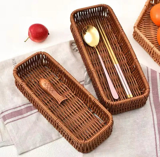 Plastic Imitation Rattan Storage Basket