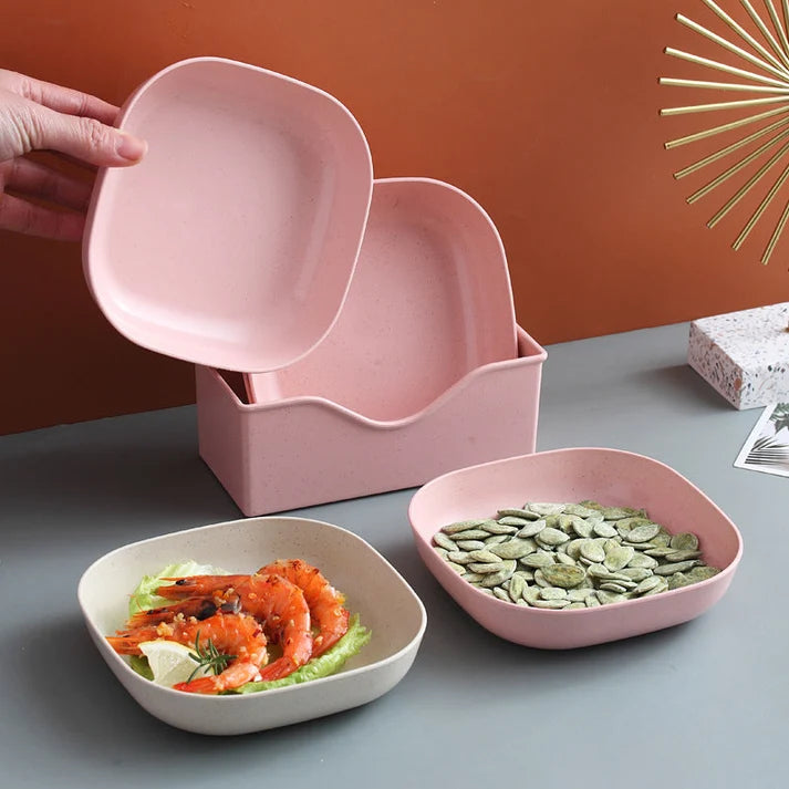 10-Piece Plastic Plates with Stand