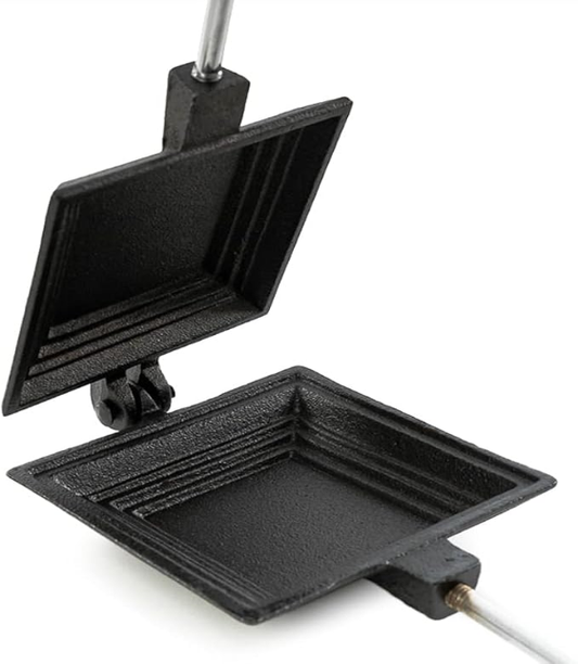 Portable Non-Stick Sandwich Pan Lightweight Aluminum with Long Heat-Resistant Handle