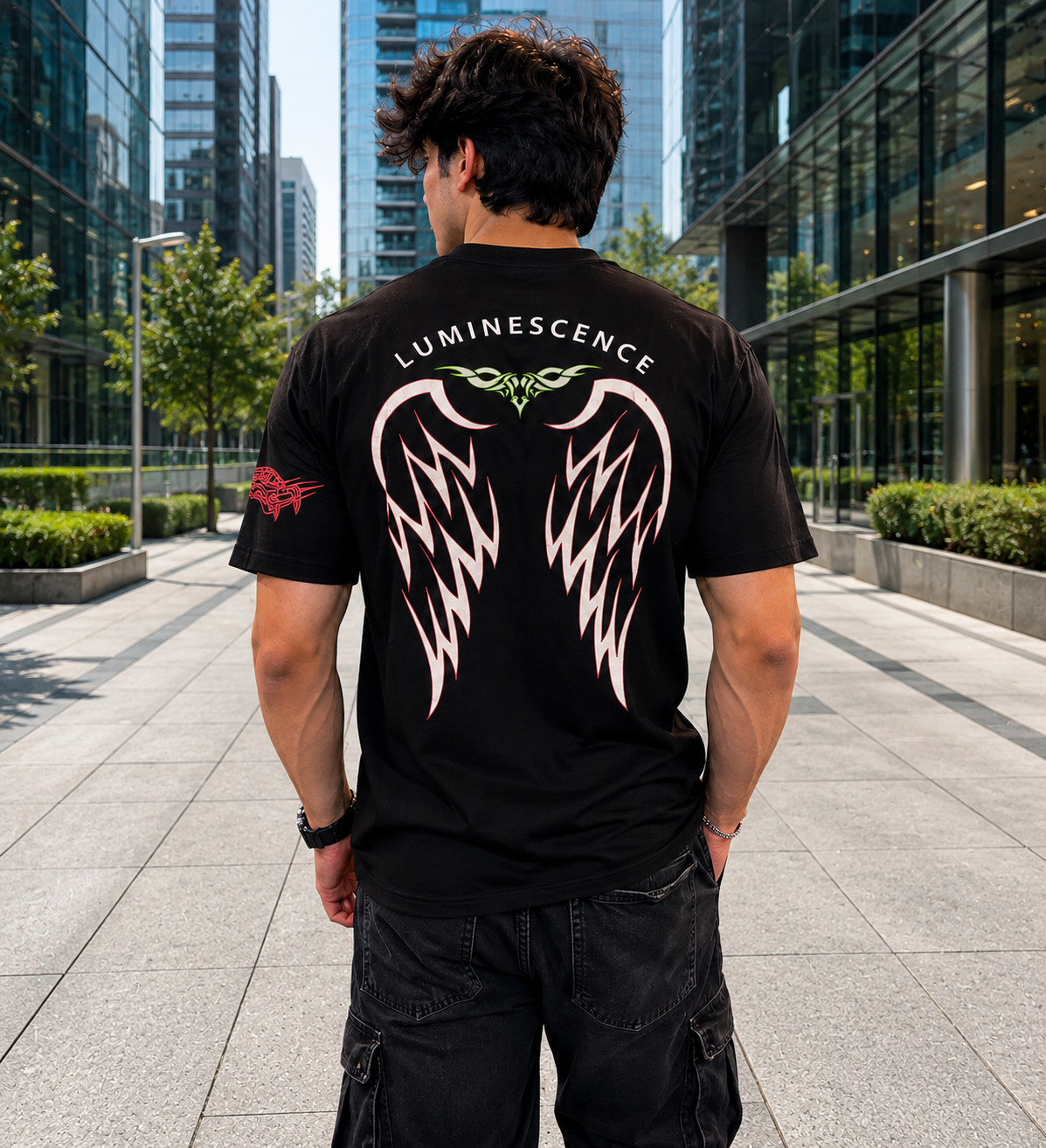 CLEARANCE SALE-Black Tee Shirt | Large Size Performance Training Tee | Fitness Workout Sports Top | Unique Design Athletic Wear