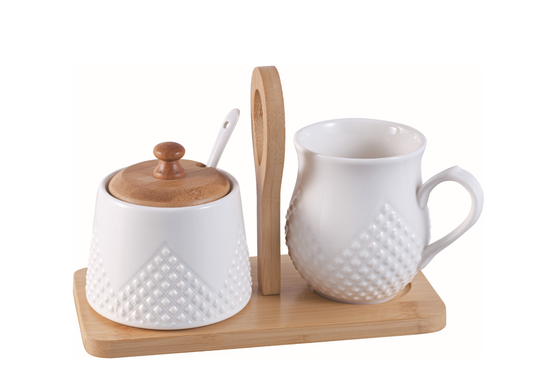 Ceramic Sugar & Creamer Set Stylish Zebra Stripe Coffee & Tea Serving Set