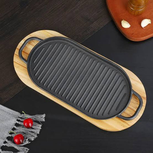 Rectangle Sizzling Tray " Wooden Base