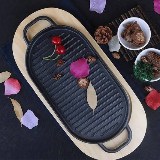 Rectangle Sizzling Tray " Wooden Base