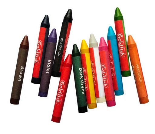 Goldfish High Quality Jumbo Wax Crayon 12 Colour in Cardboard Packet (1 Pack)