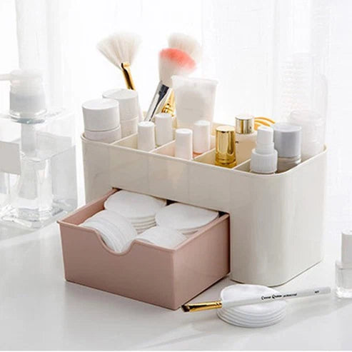 1-Piece Multifunctional Desktop Tidy Organizer Cosmetic Storage Box with Single Drawer
