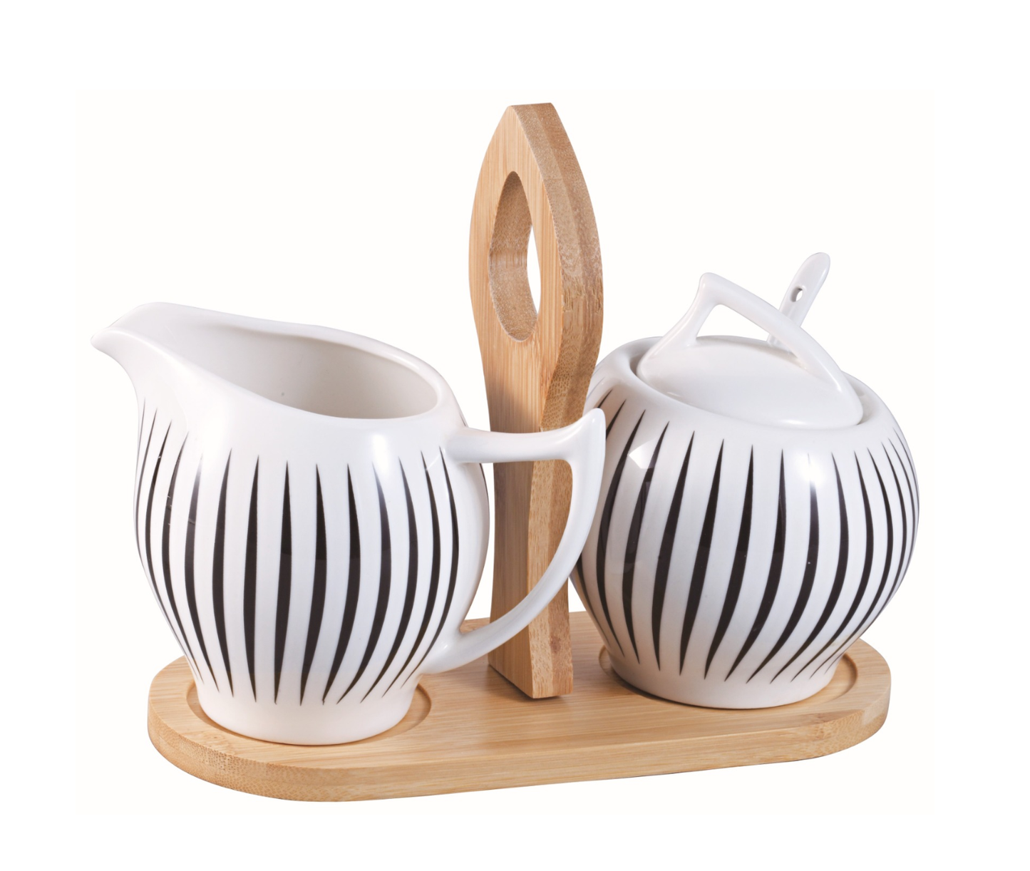 Ceramic Sugar & Creamer Set Stylish Zebra Stripe Coffee & Tea Serving Set