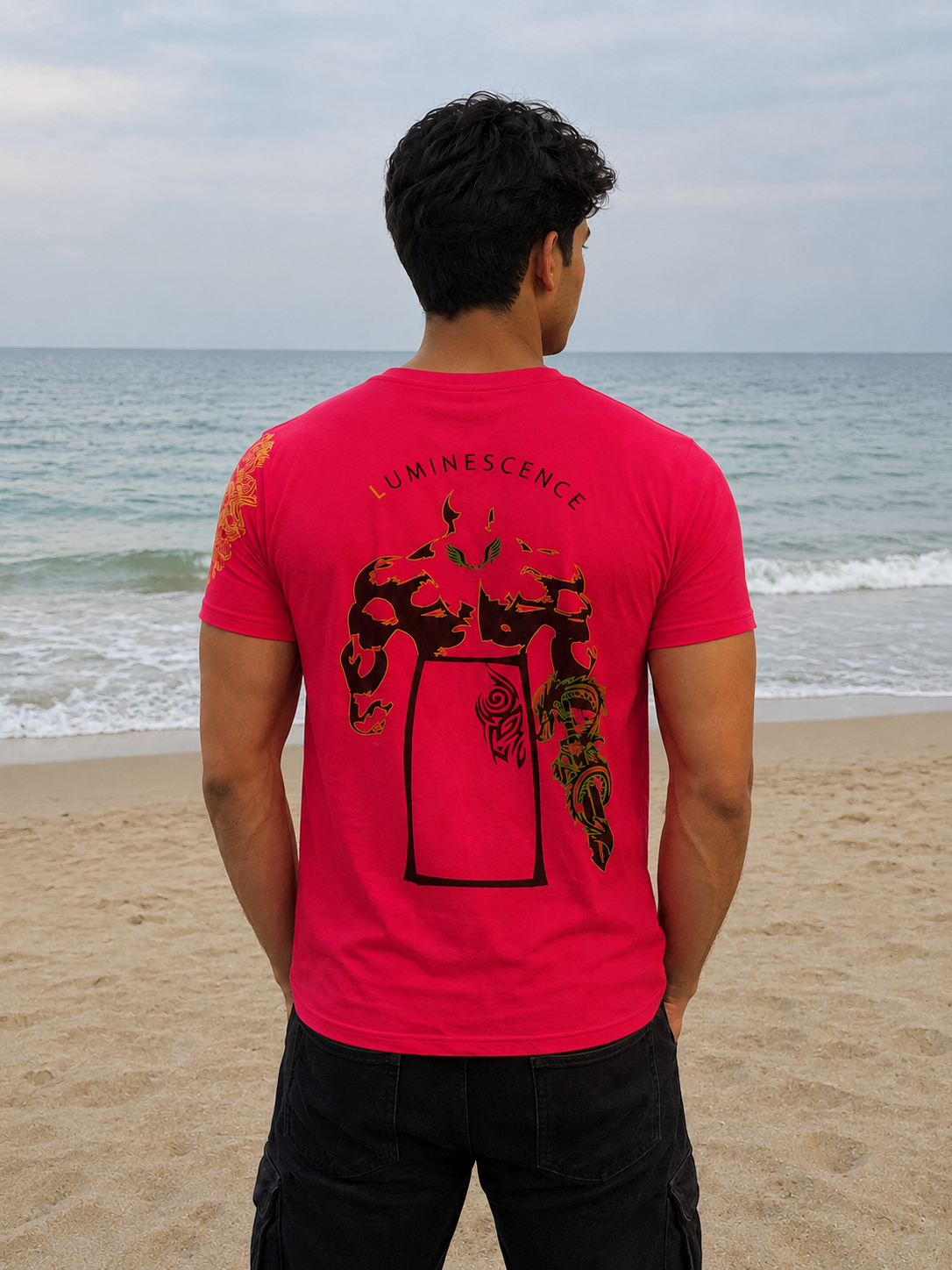 CLEARANCE SALE-Red Tee Shirt | Medium Size Performance Training Tee | Fitness Workout Sports Top | Unique Design Athletic Wear