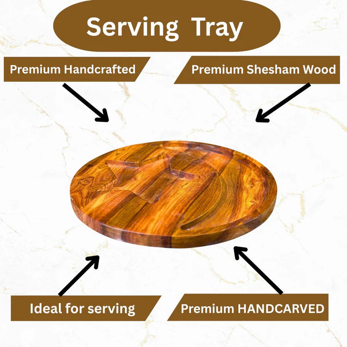 WOODSY 13-Inch Star & Moon Shaped Dry Fruit Serving Tray