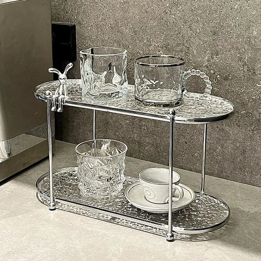 2 Tier Acrylic Dcor & Serving Platter Elegant Organizer for Home or Vanity