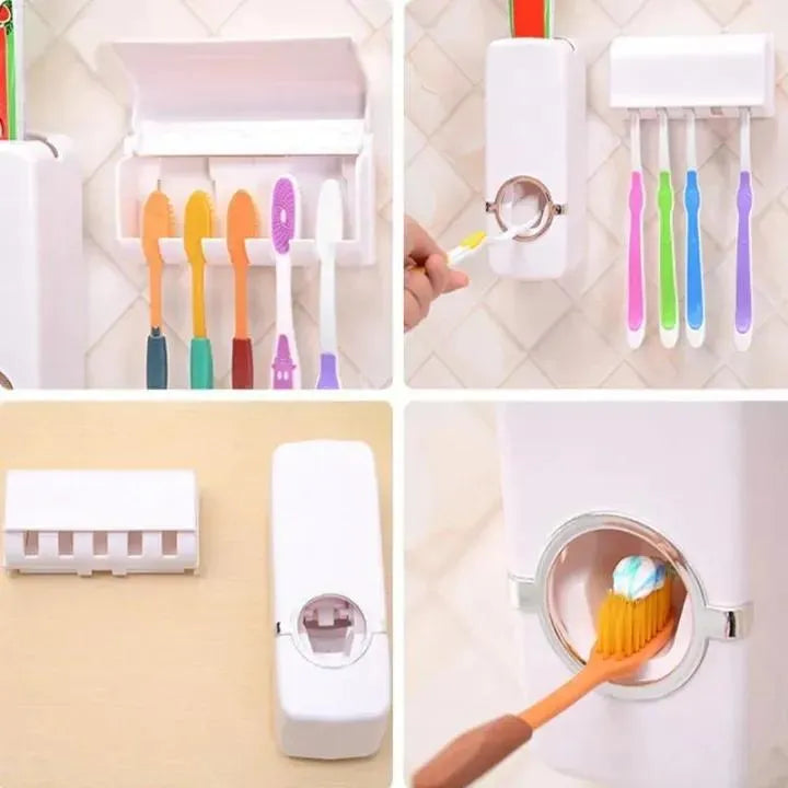 Purilite Select Toothpaste Dispenser and Brush Holder – Bathroom Organizer (White)