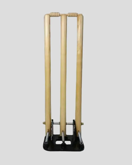 Professional Spring-Loaded Wooden Cricket Wickets with Metal Base Match & Practice Ready