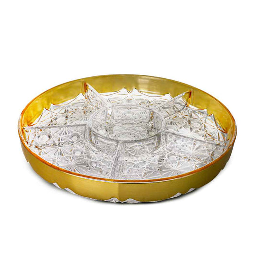 5-Section Clear-Gold Serving Dish 26cm