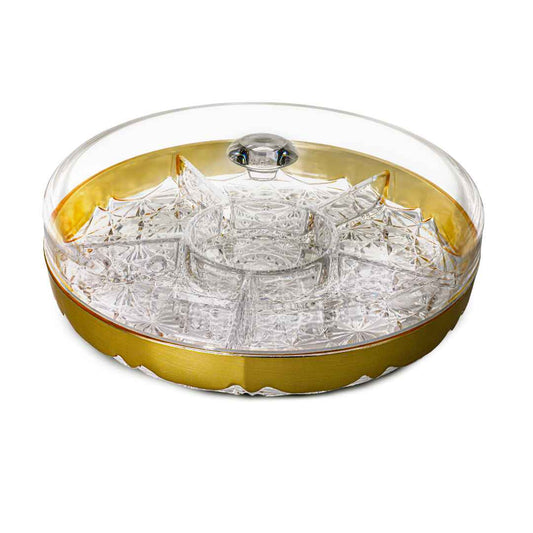 5-Section Clear-Gold Serving Dish 26cm