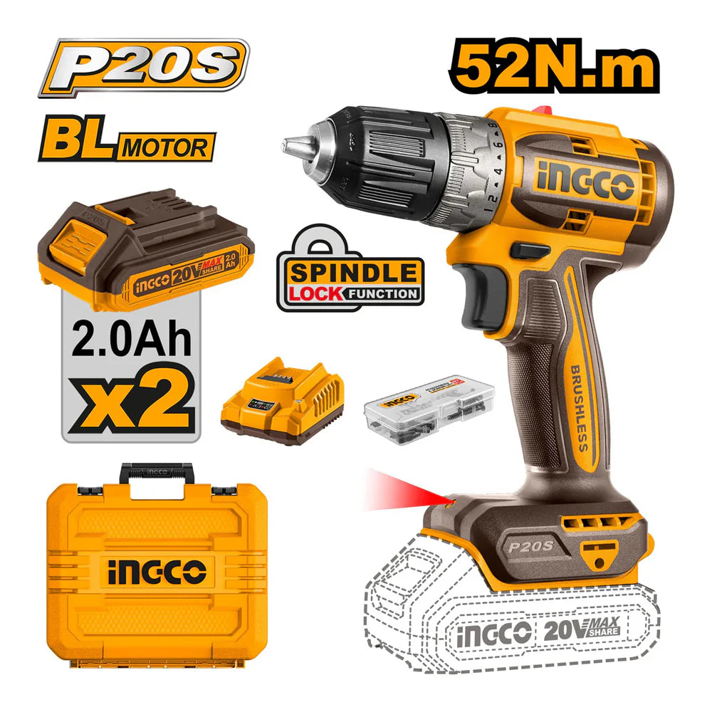 INGCO CDLI20453 Brushless Cordless Drill
