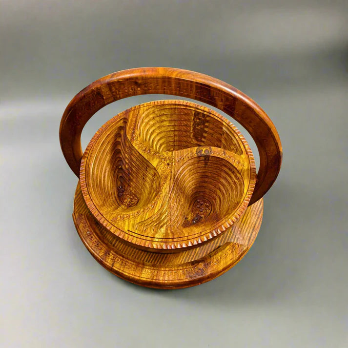 WOODSY 3-Portion Handcrafted Wooden Spring Tray