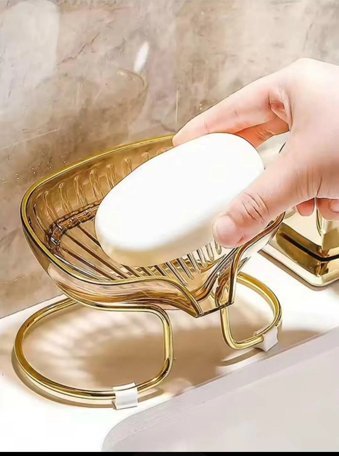 Golden Portable Soap Holder for Bathroom & Kitchen – Stylish & Durable Soap Tray