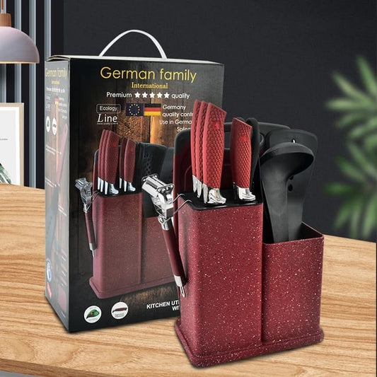 12-Piece Kitchen Cutlery Knife Set with Holder & Chopping Board