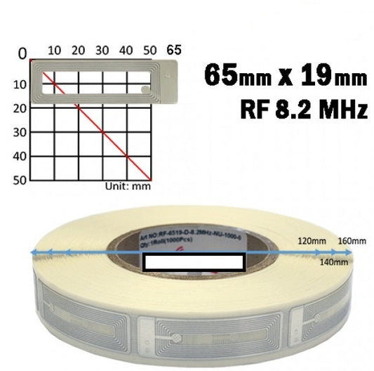 19mm x 65mm EAS Transparent Security Labels